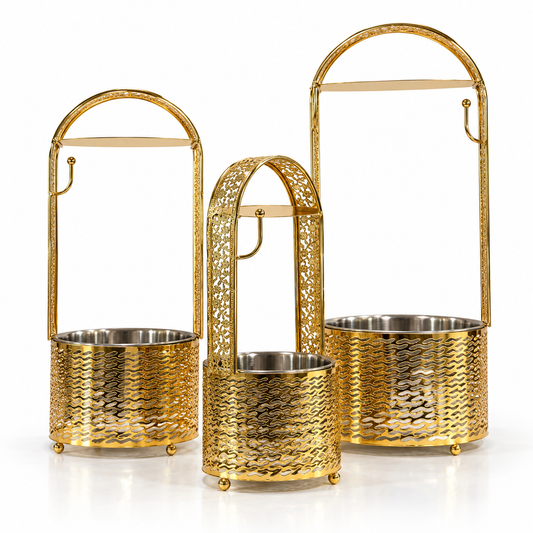 Handmade Orientalischer Kohlekorb Gold