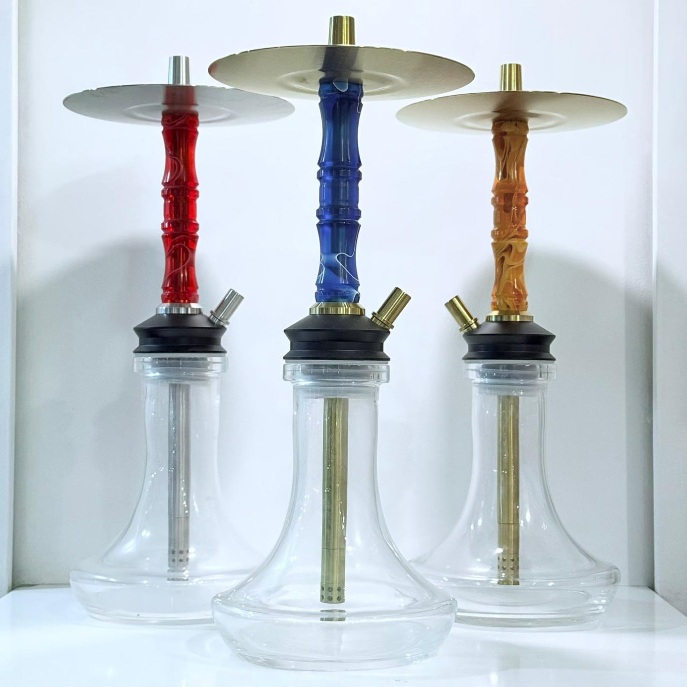 Edelstahl Wasserpfeife mit 2 variablen Ausblas-Optionen im SET